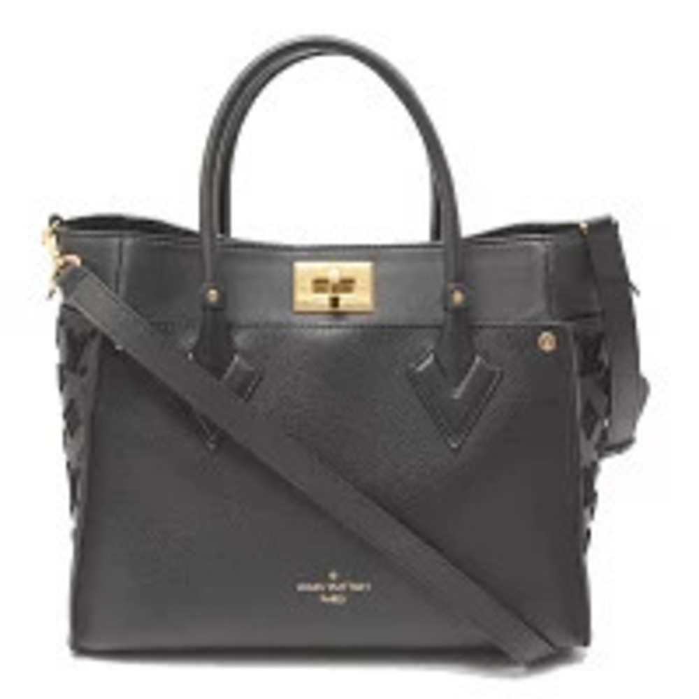 Louis Vuitton handbag On My Side grained calfskin Noir Black